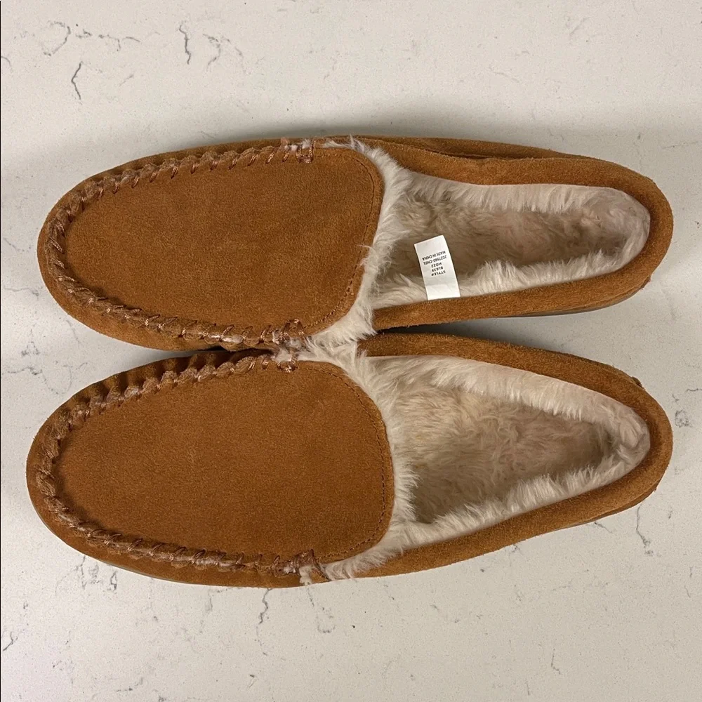 J. Crew Suede Scuff Slippers Men's Moccasin Slippers Size 7 Carmel Suede
